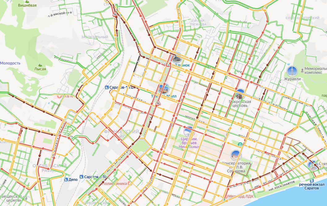 Саратовцы снова проводят утро в пробках